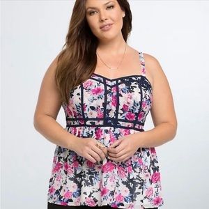 Torrid- floral chiffon babydoll cami